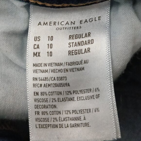 American Eagle Jeans Size 10 Super High Rise Slit Flare Blue Denim Stretch - Picture 11 of 12